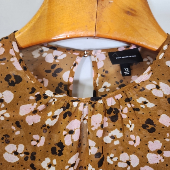 Who What Wear/bohemia Ruffles Long Sleeve Dress in Brown and Pink Floral - Picture 8 of 16